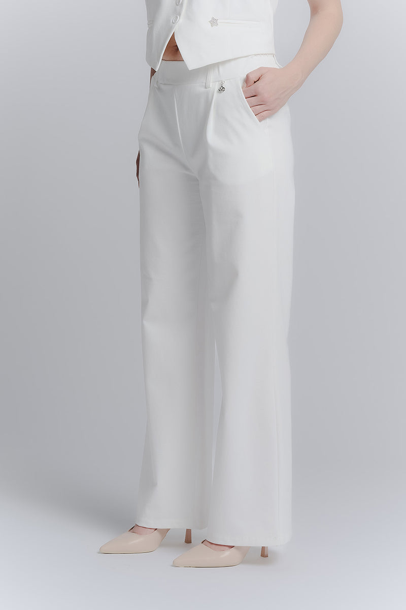 Pantalone Palazzo Shine Bianco woman Barone firenze - 2