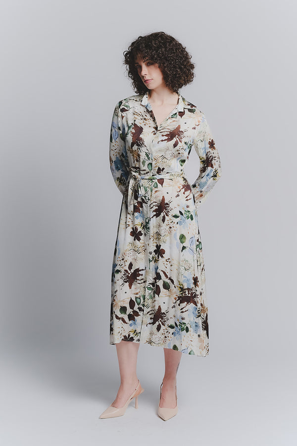 Chemisier Lungo Fiori Celeste woman Barone firenze