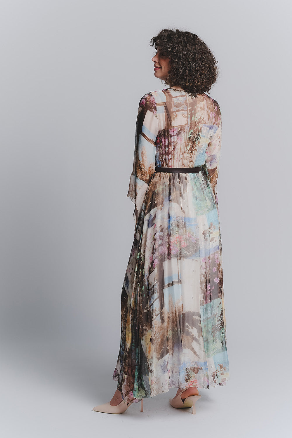 Silk Panorama Long Dress woman Barone firenze - 2