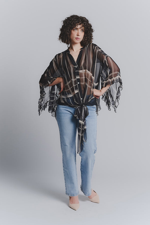 Black Silk Blouse  Barone firenze