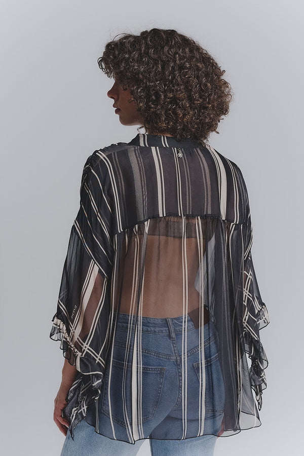 Black Silk Blouse  Barone firenze