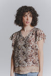 Mochaccino Ruffle Sleeve Blouse woman Barone firenze - 1