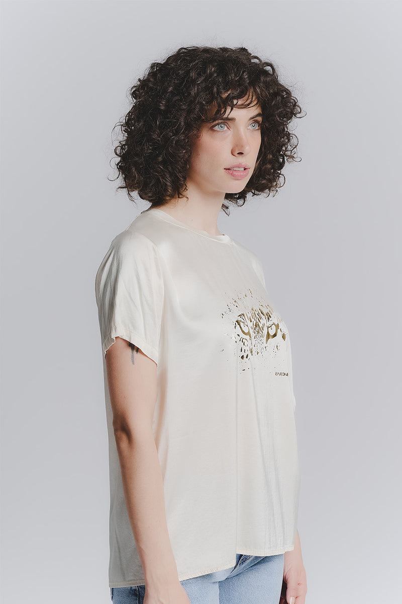 Buttons women's t-shirt woman Barone firenze - 2