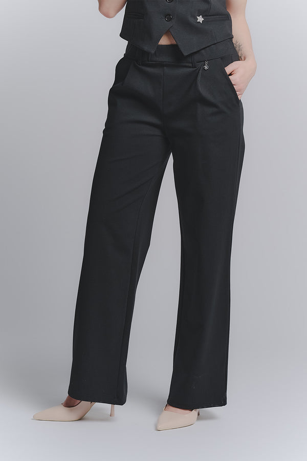 Pantalone Palazzo Shine Nero woman Barone firenze