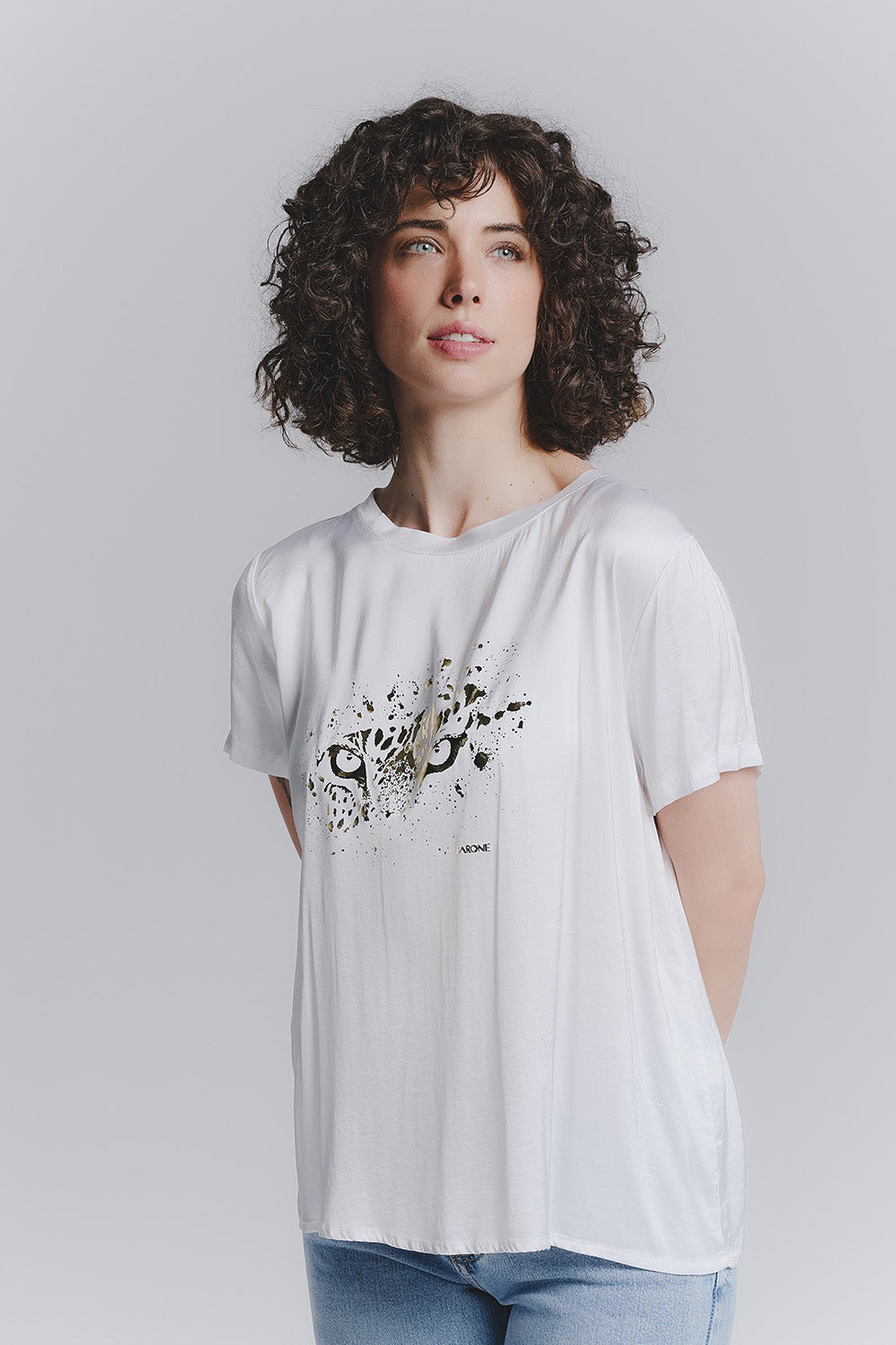 T-shirt donna Leopardo Bianco woman Barone firenze - 1