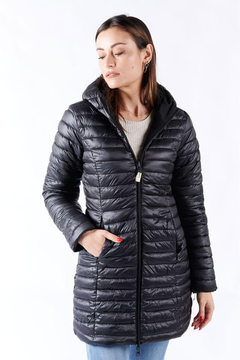 Women’s Long Thermal Down Jacket Black woman Barone firenze - 4
