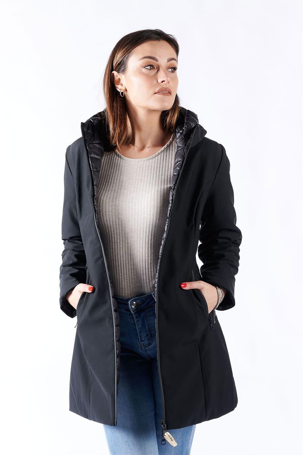 Women’s Long Thermal Down Jacket Black woman Barone firenze - 2