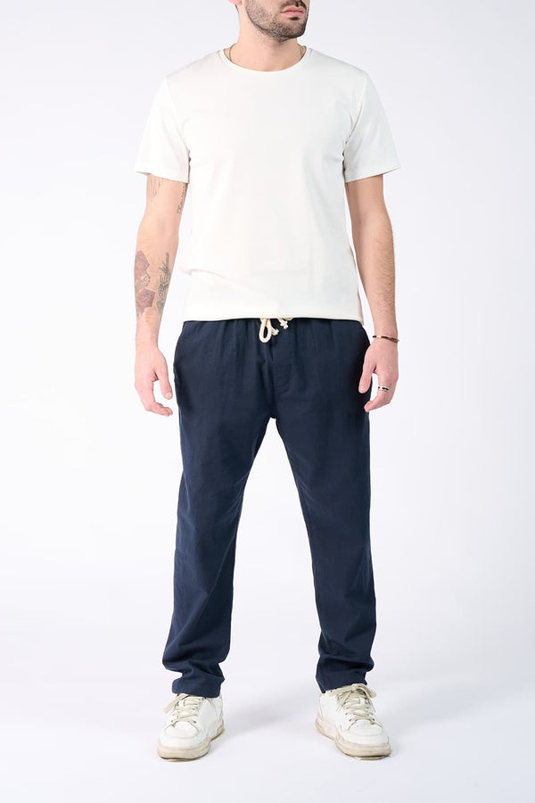 Linen Trousers with Elastic man Barone firenze