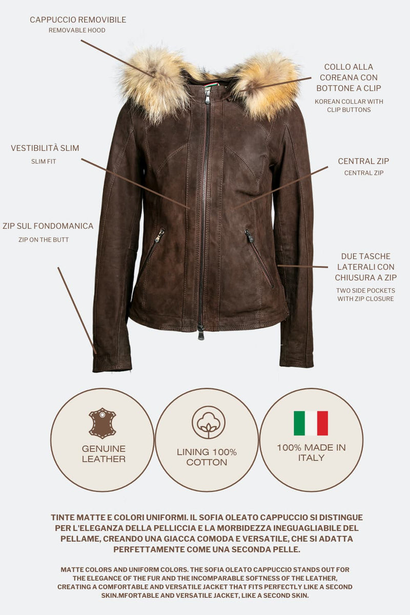 Sofia Oleato with Hood Fur Dark Brown woman Barone firenze - 7