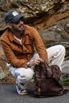 BRN - 050 Backpack in Dark Brown unisex Barone firenze - 1