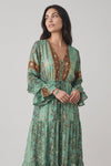 Turquoise Gipsy Long Dress with Buttons woman Barone firenze - 3