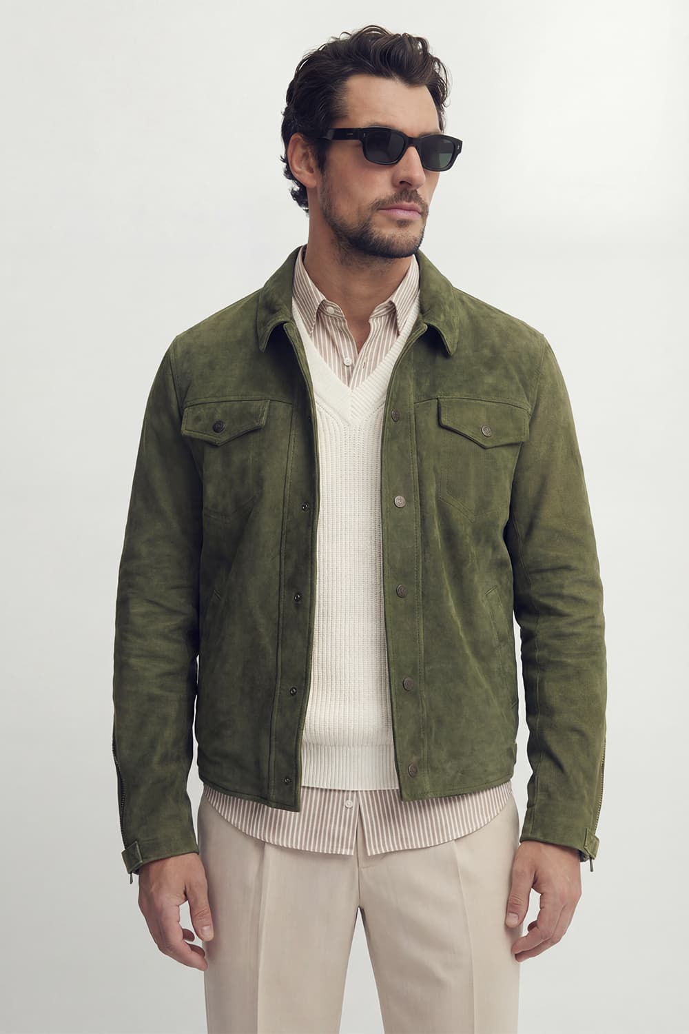 Ale Green Suede Men’s Jacket unisex Barone firenze - 5