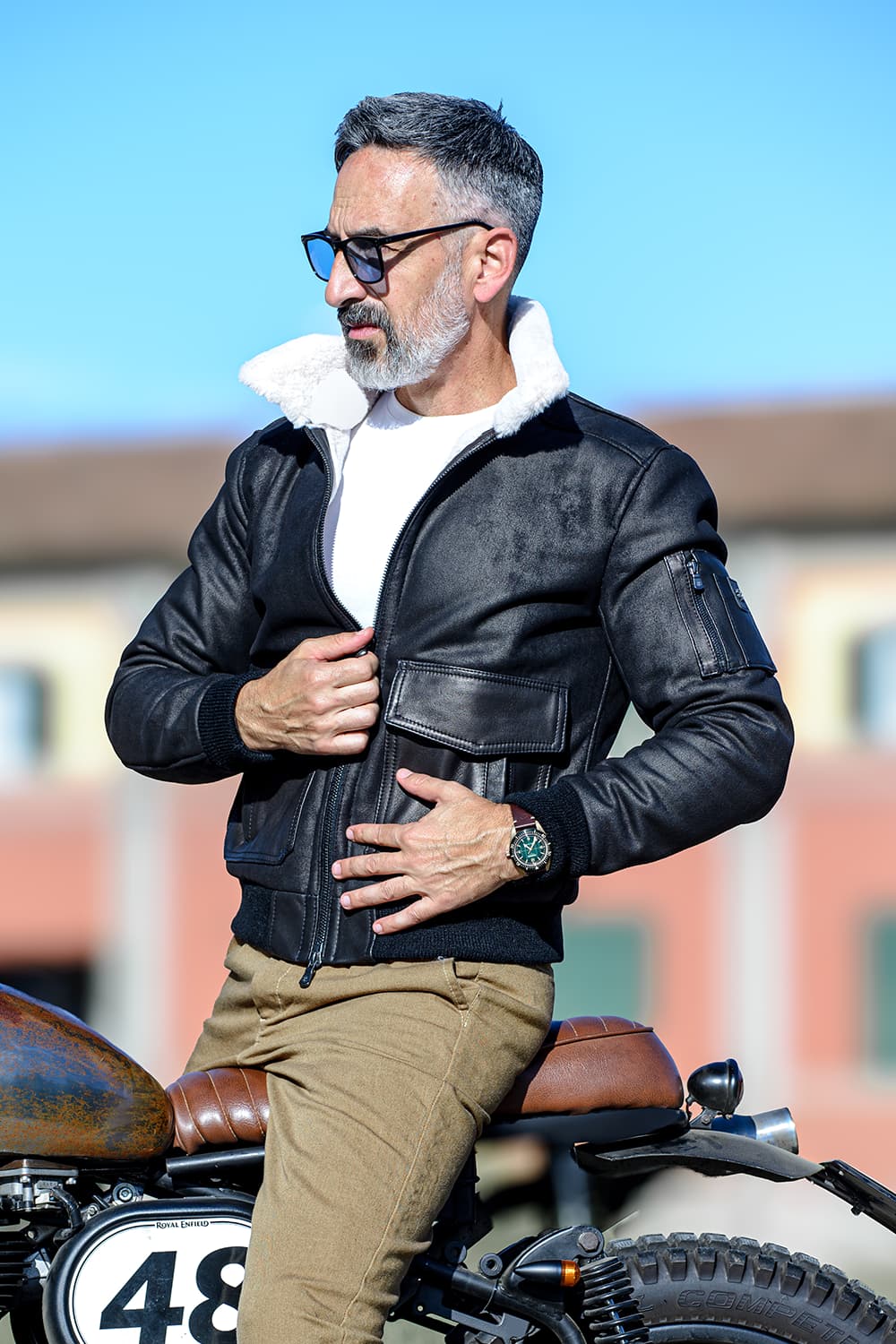 Aviator Shearling Style Black man Barone firenze - 9