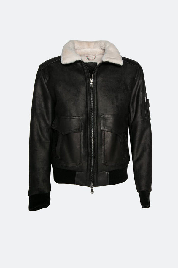 Aviator Shearling Style Black uomo Barone firenze