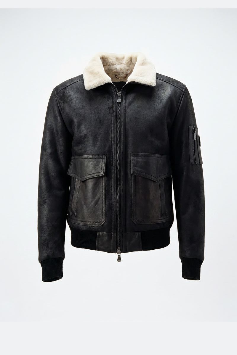 Aviator Shearling Style Black man Barone firenze - 2