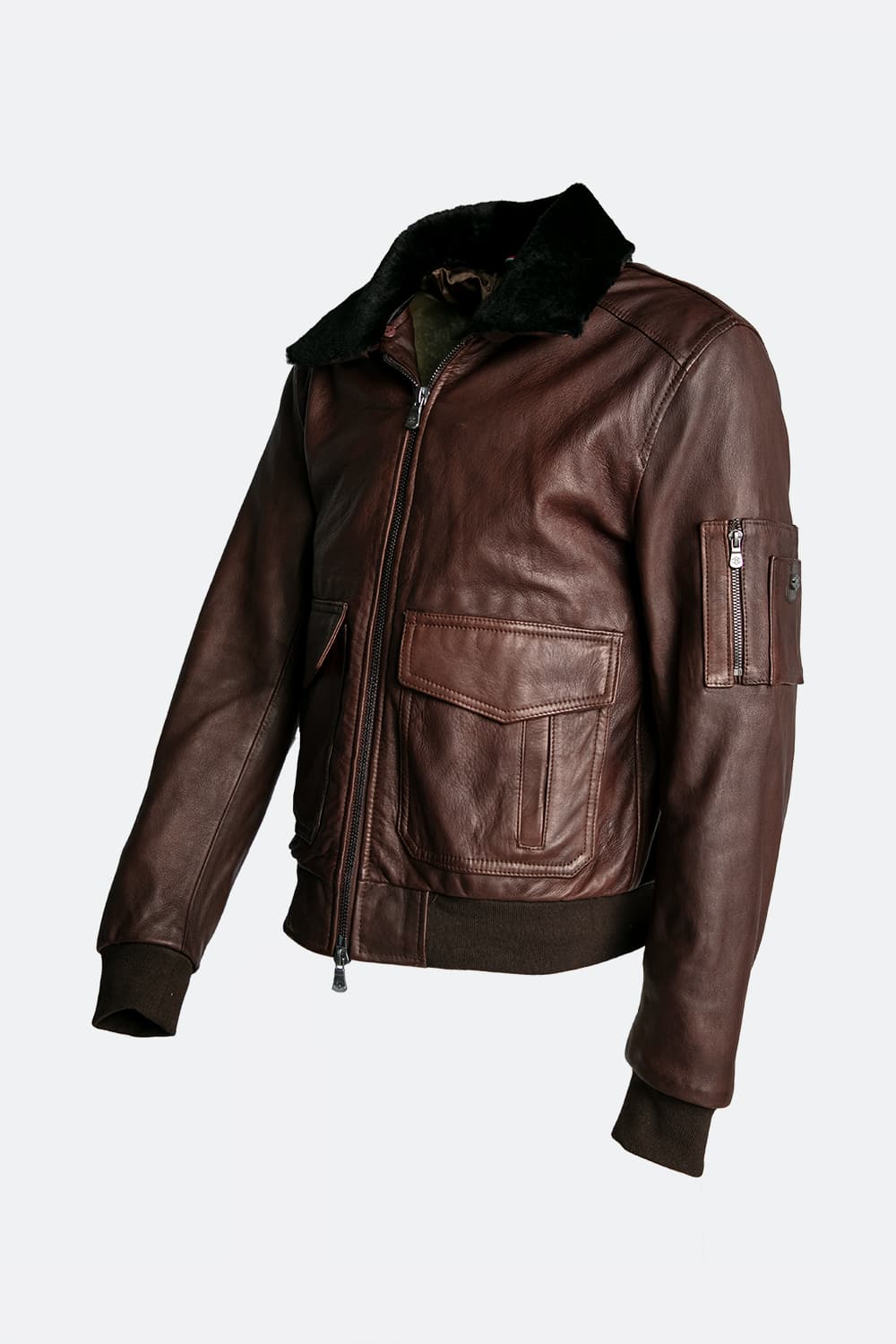 Aviator Dark Brown Leather Jacket man Barone firenze - 13