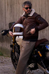 Aviator Shearling Style Dark Brown man Barone firenze - 8