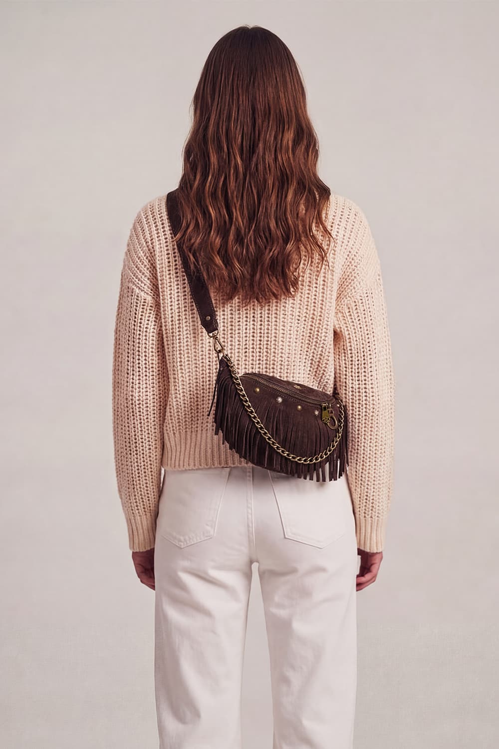 Bea Camoscio Borchie borsa donna 100% vera pelle Made in Italy - Barone Firenze