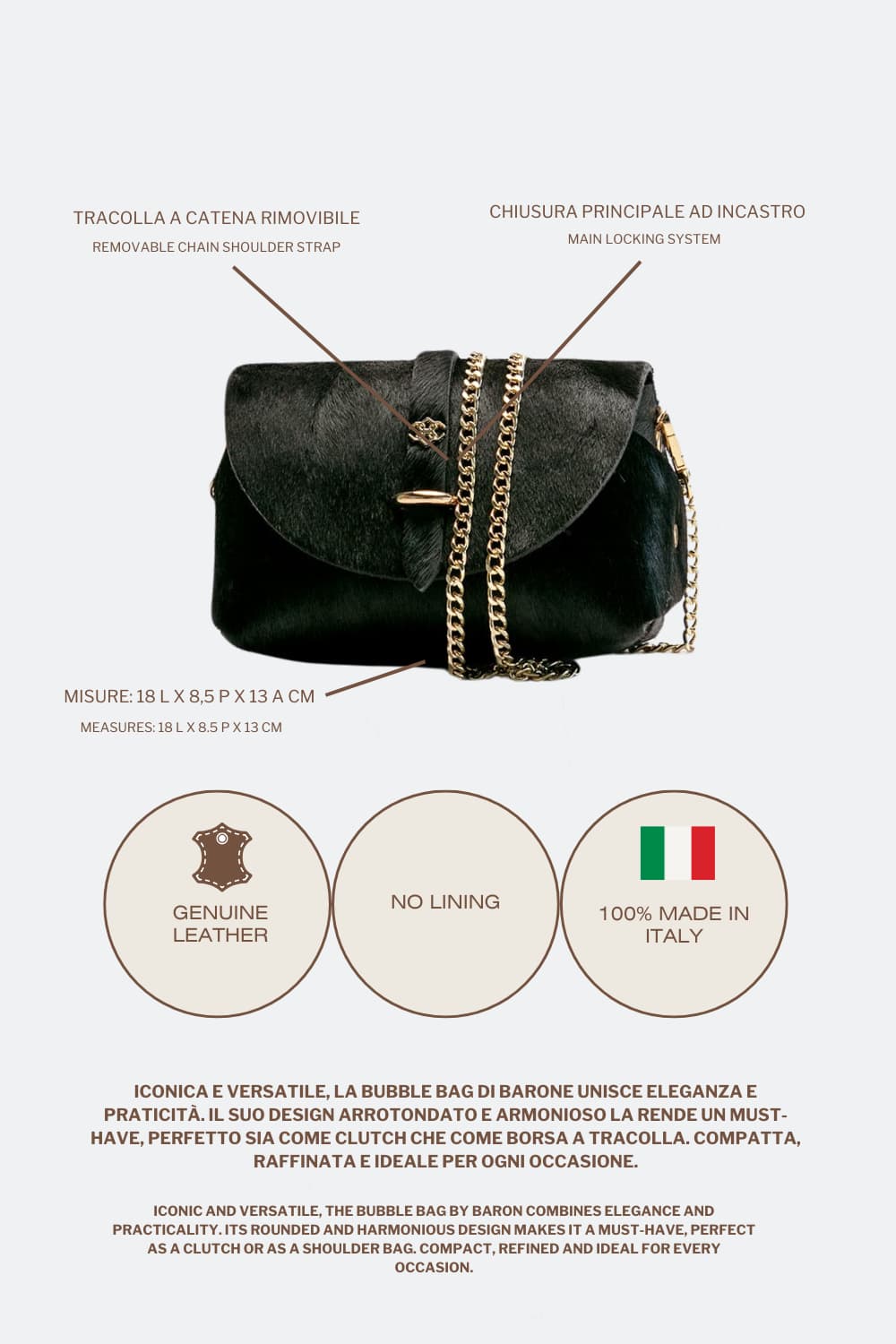 Bubble Bag borsa donna 100% vera pelle Made in Italy - Barone Firenze