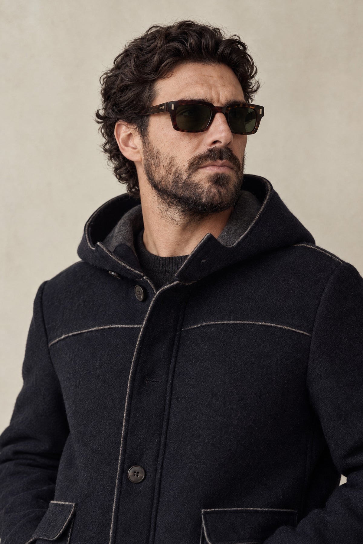 Cappotto Classico Uomo Lana con Cappuccio man Barone firenze - 4