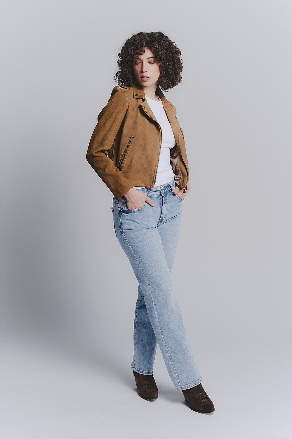 Women's Bis Suede Cognac Jacket woman Barone firenze - 3