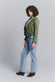 Women's Nail Biker Jacket Green Suede woman Barone firenze - 2