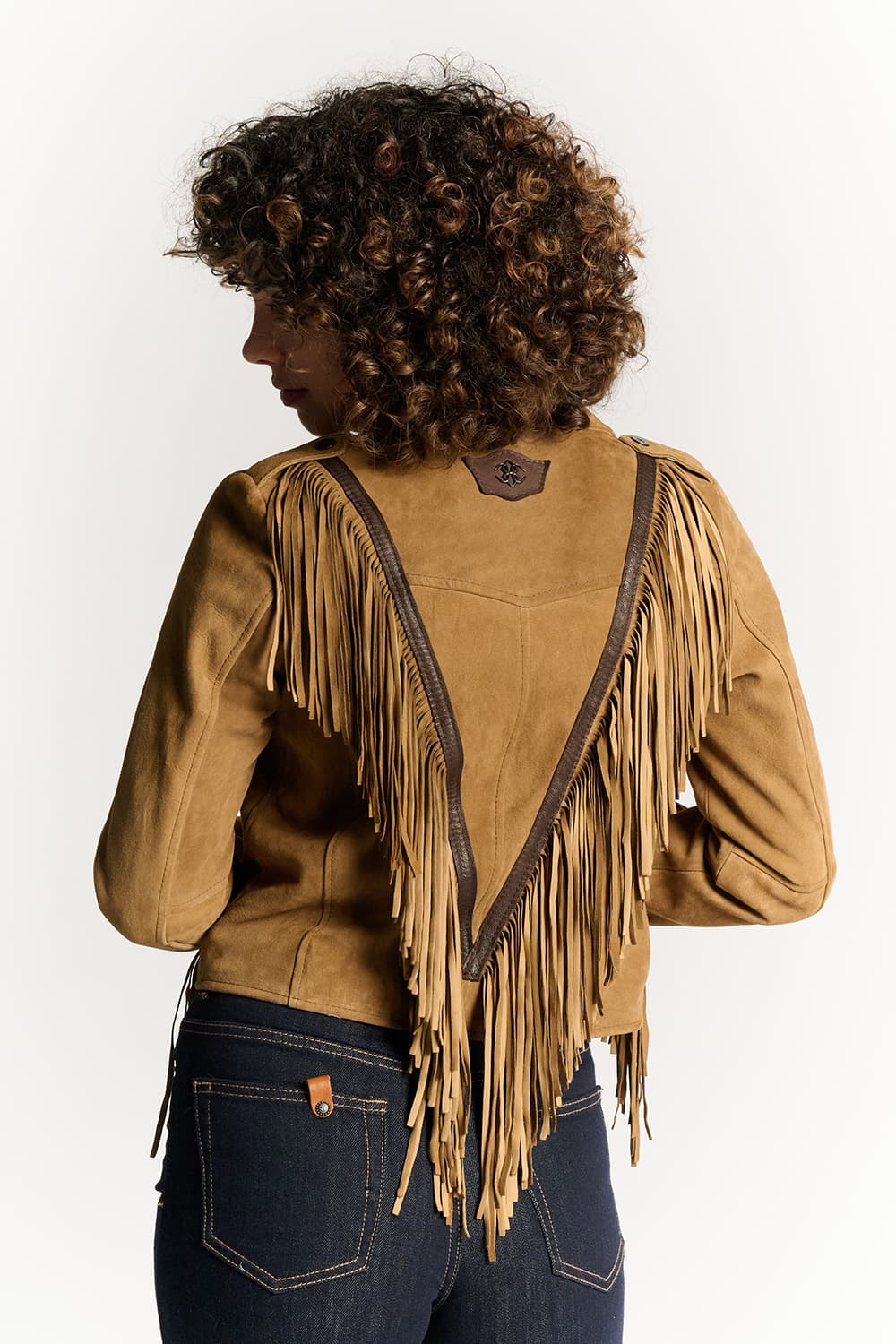 Women’s Suede Fringe Biker Jacket woman Barone firenze - 9
