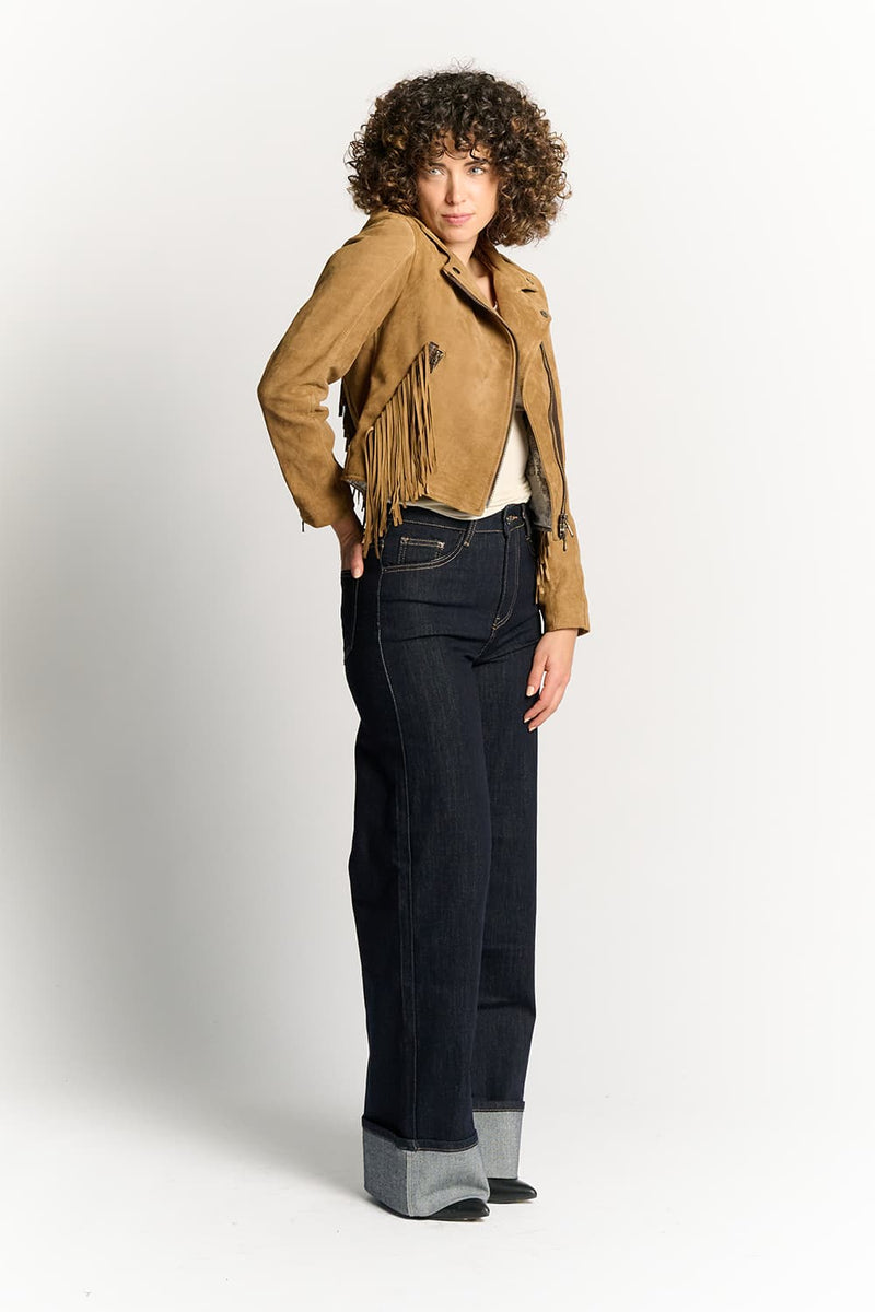 Women’s Suede Fringe Biker Jacket woman Barone firenze - 10