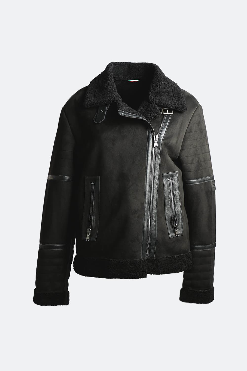 Chiodo Shearling Style Black unisex Barone firenze - 2