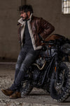 Chiodo Shearling Style Dark Brown unisex Barone firenze - 5