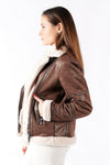 Chiodo Shearling Style Women's Dark Brown unisex Barone firenze - 7