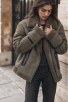 Chiodo Shearling Style Donna Verde woman Barone firenze - 3