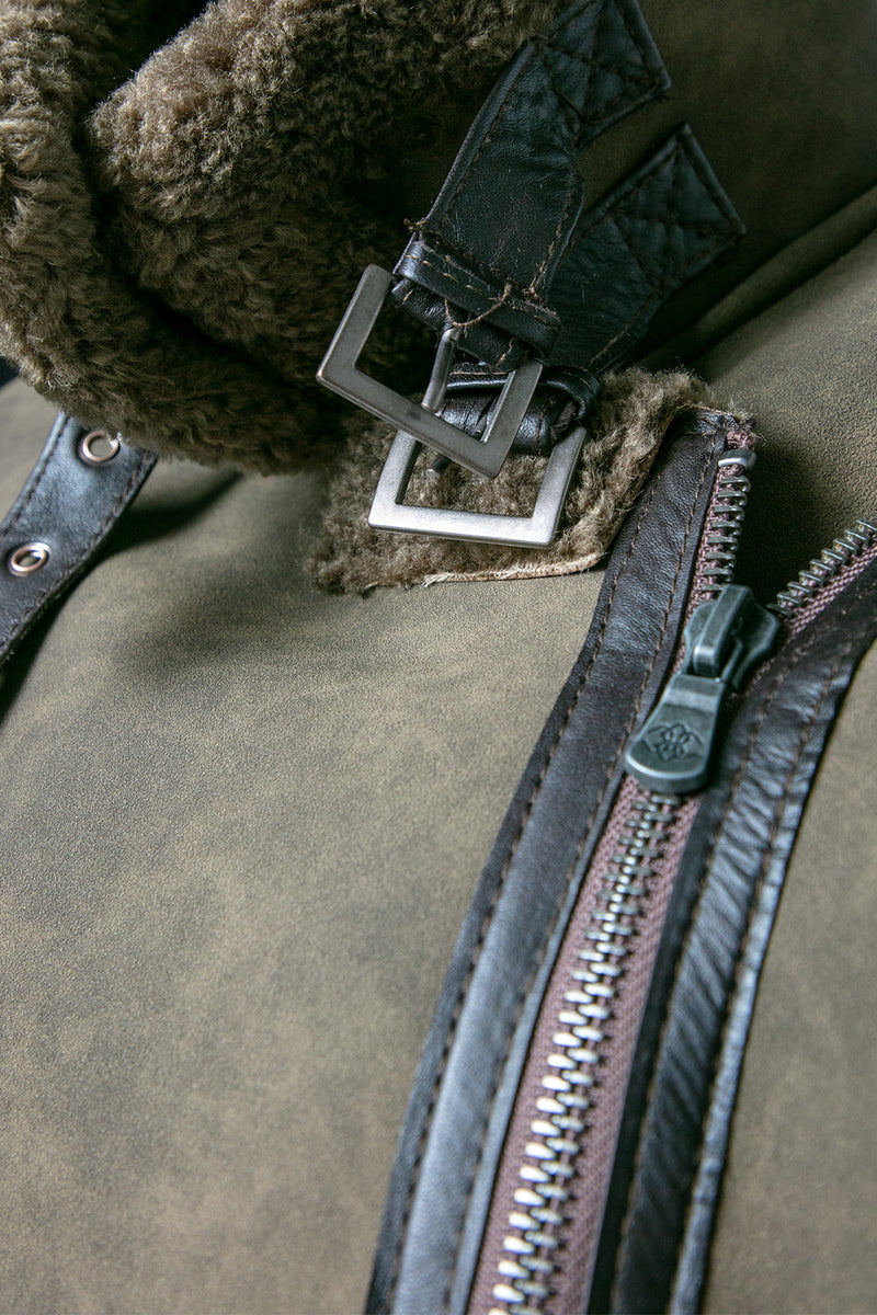 Chiodo Shearling Style Donna Verde woman Barone firenze - 8