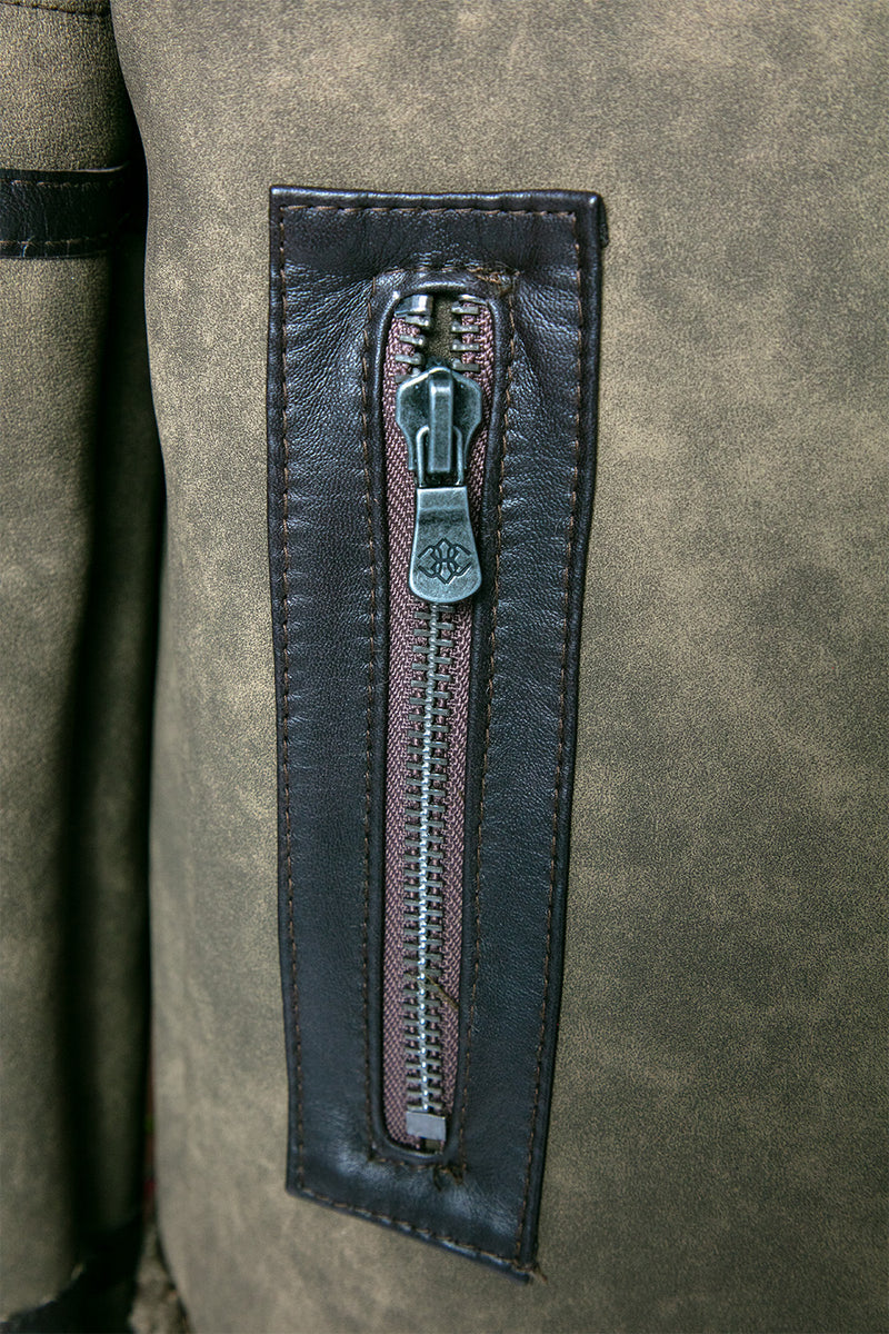 Chiodo Shearling Style Donna Verde woman Barone firenze - 4