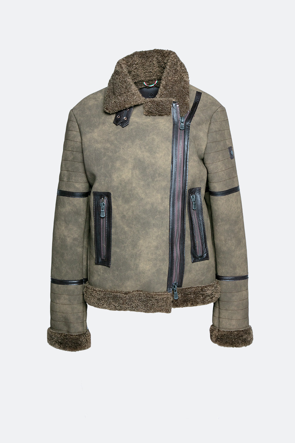 Chiodo Shearling Style Donna Verde woman Barone firenze - 2