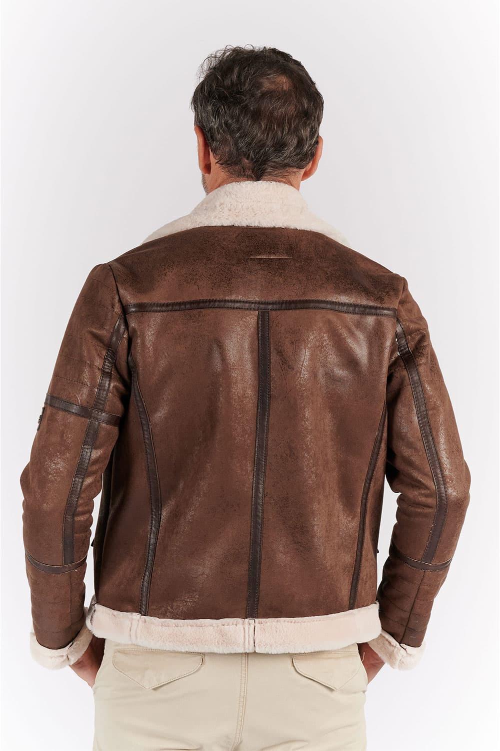 Chiodo Shearling Style Dark Brown unisex Barone firenze - 9