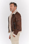 Chiodo Shearling Style Dark Brown unisex Barone firenze - 7