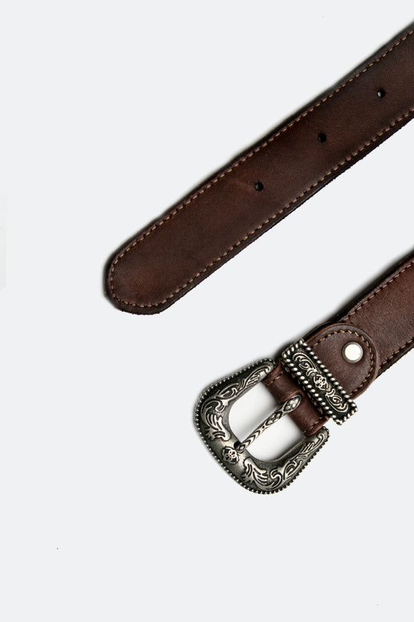 Dallas Men's Belt Dark Brown/Silver unisex Barone firenze