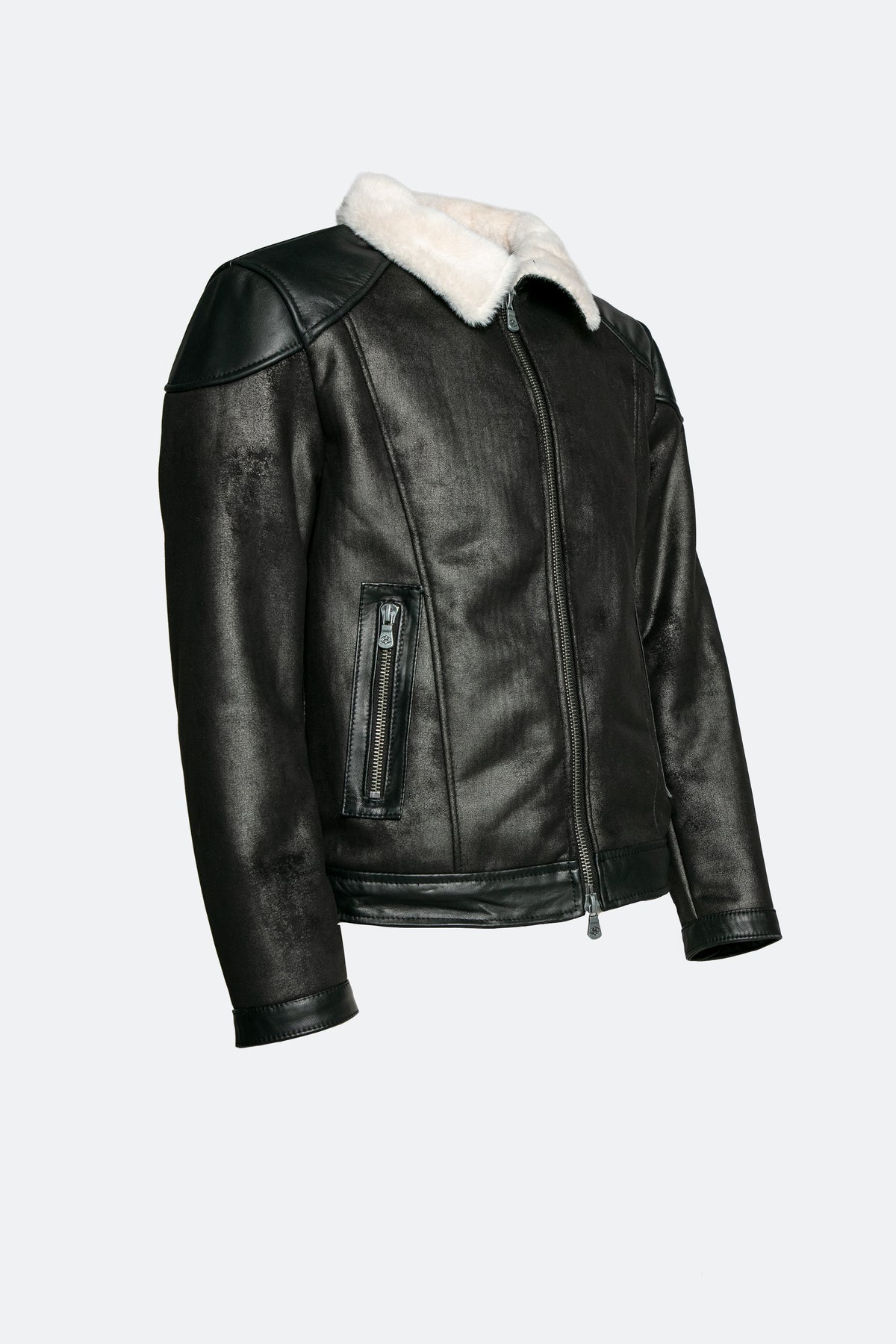 Elton Gold Colletto Shearling Style Nero Panna man Barone firenze - 3