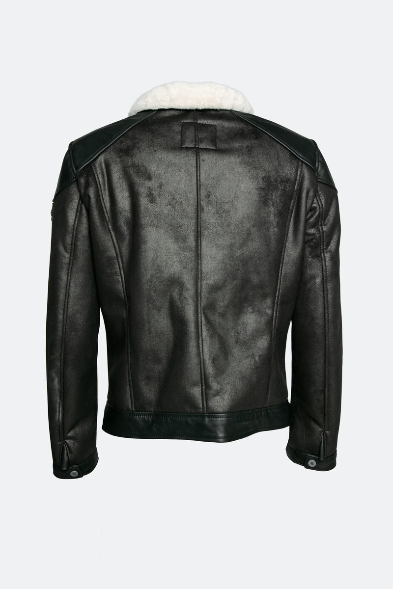 Elton Gold Colletto Shearling Style Nero Panna man Barone firenze - 5