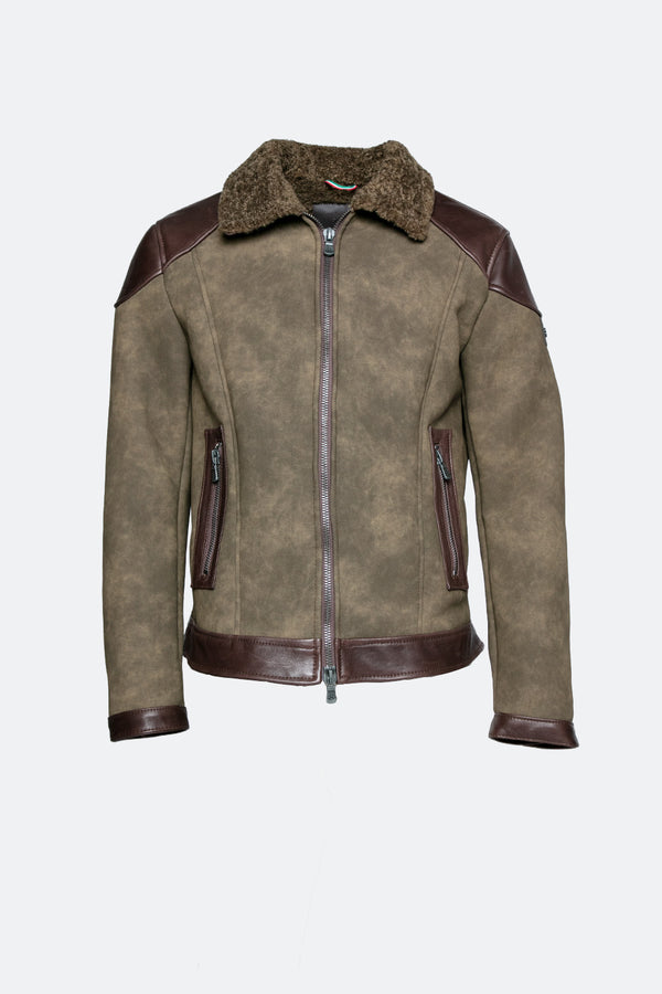 Elton Gold Colletto Shearling Style Verde man Barone firenze