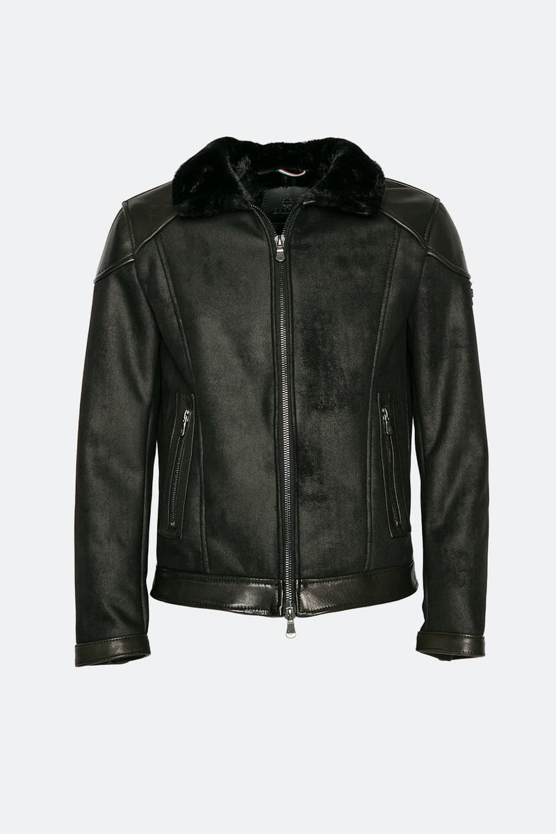 Elton Shearling Style Collar Dark Brown man Barone firenze - 3