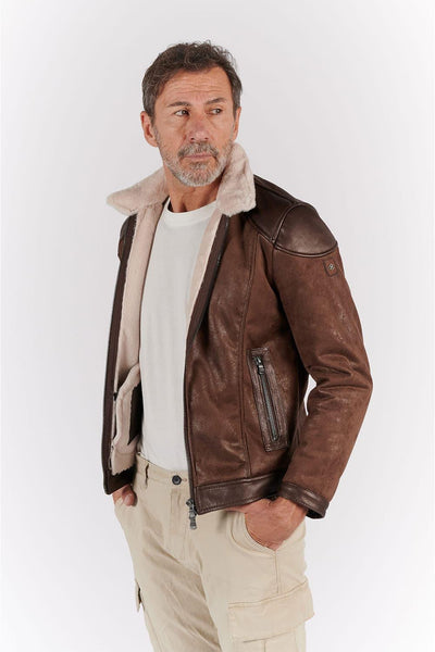 Elton Shearling Style Collar Dark Brown