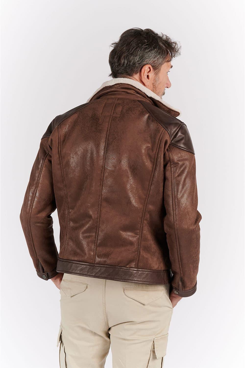 Elton Shearling Style Collar Dark Brown man Barone firenze - 9