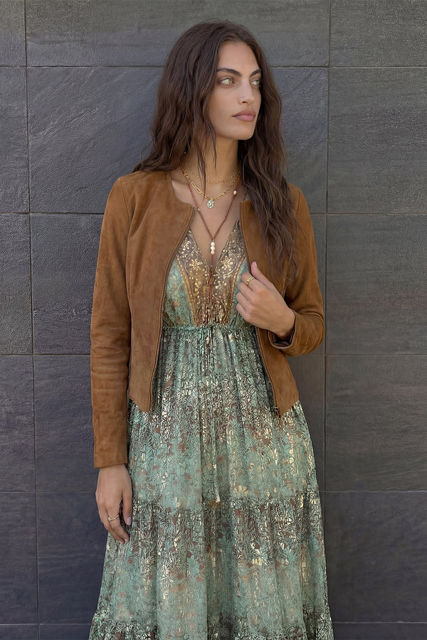 Turquoise Gypsy Maxi Dress woman Barone firenze