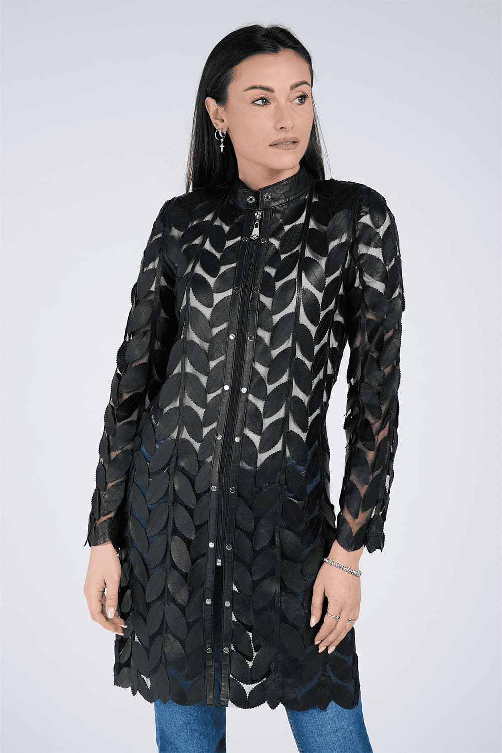 Long Leaves Jacket with Zip woman Barone firenze - 2