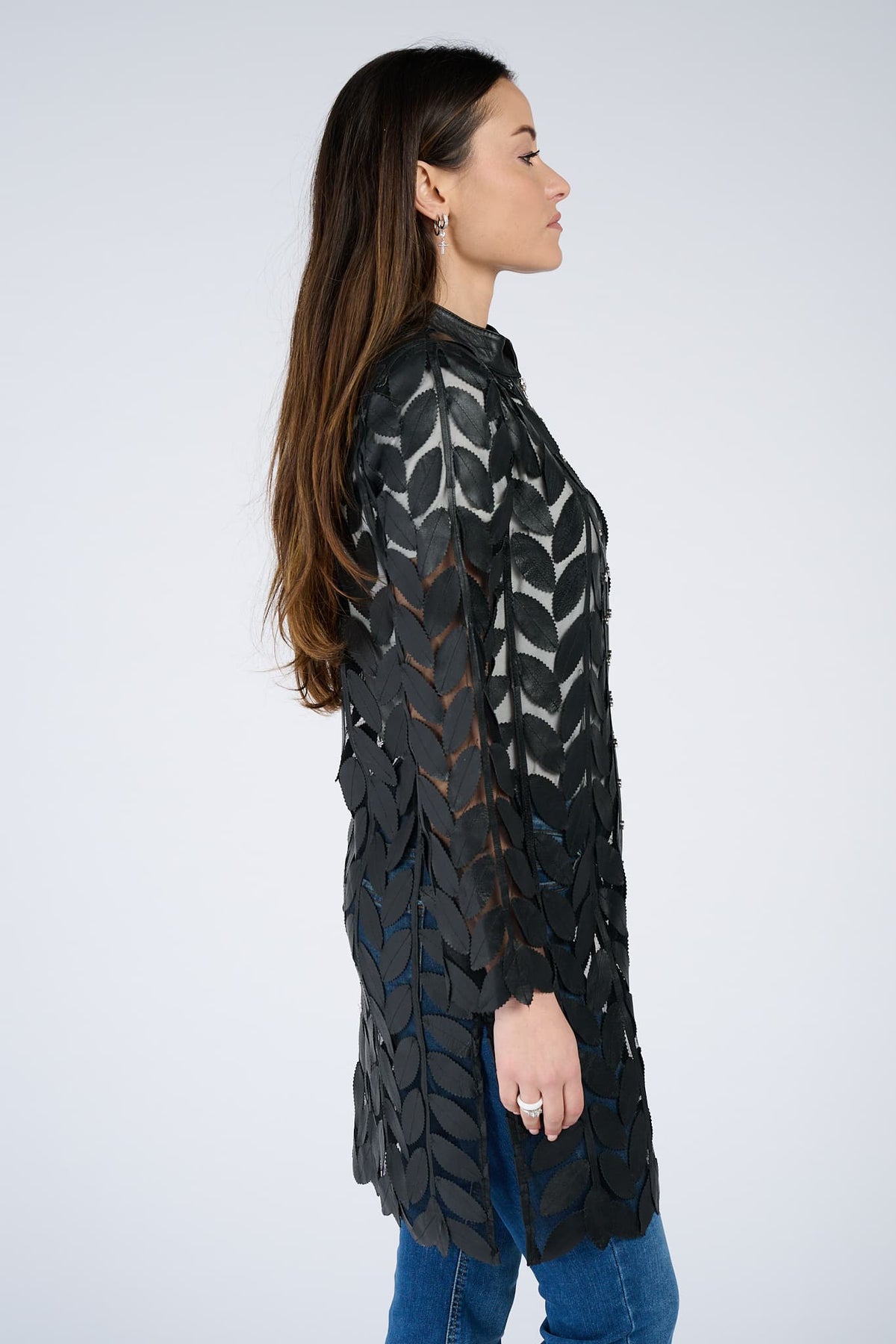 Long Leaves Jacket with Zip woman Barone firenze - 4