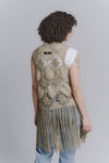 Olive Macramé Vest woman Barone firenze - 3