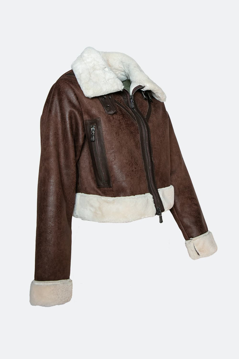 Ginevra Dark Brown Shearling Style woman Barone firenze - 8