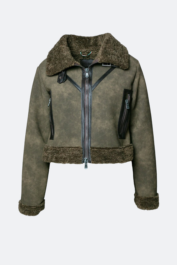 Ginevra Shearling Style Verde woman Barone firenze